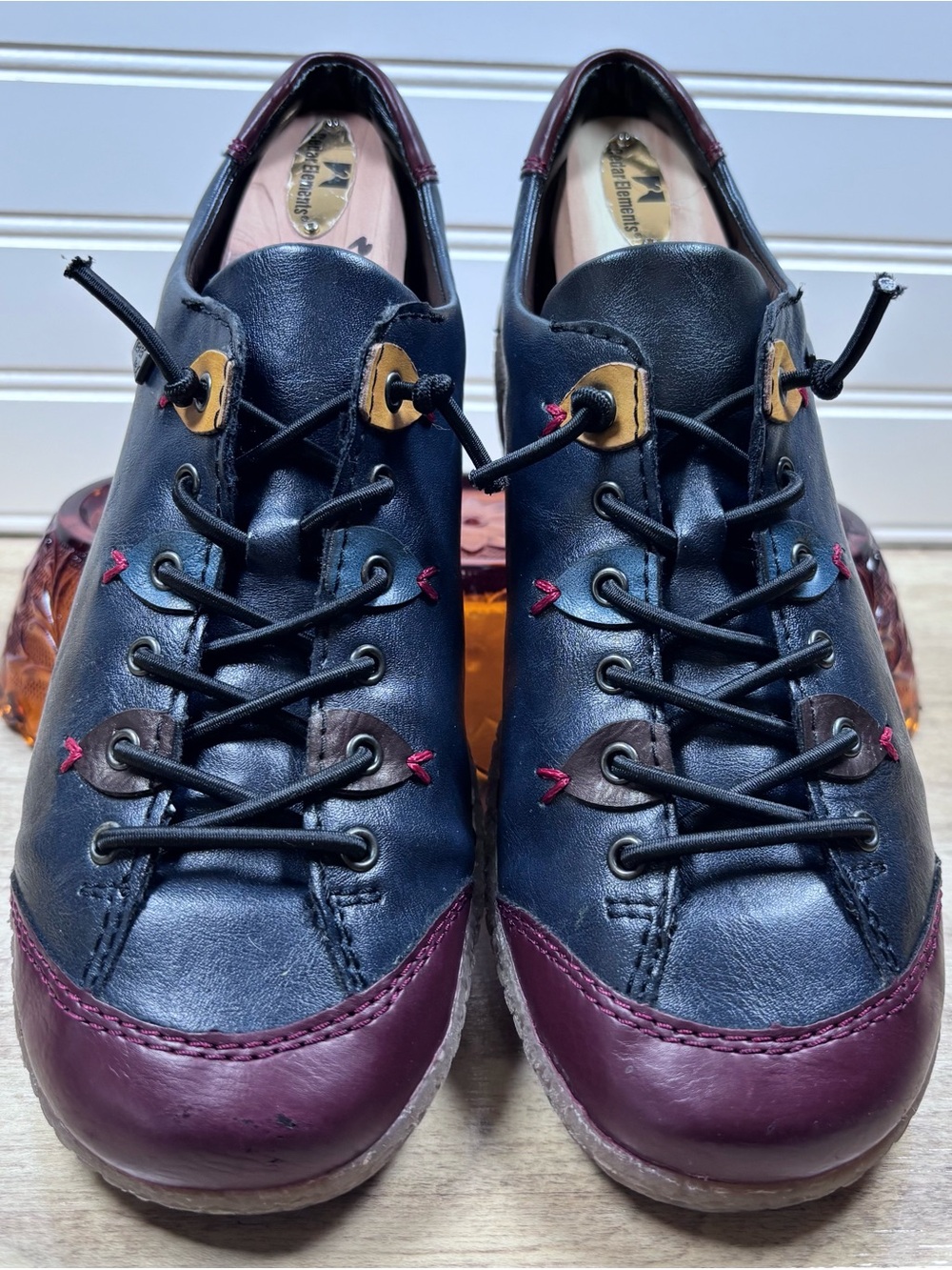Rieker Liv 61 Women’s Slip On Shoes Size EU 38 Navy Blue Wine Red Leather